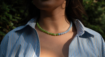 Aquamarin-Peridot Halskette - Zwei Welten in Harmonie
